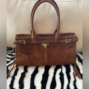 Prada suede shoulder bag